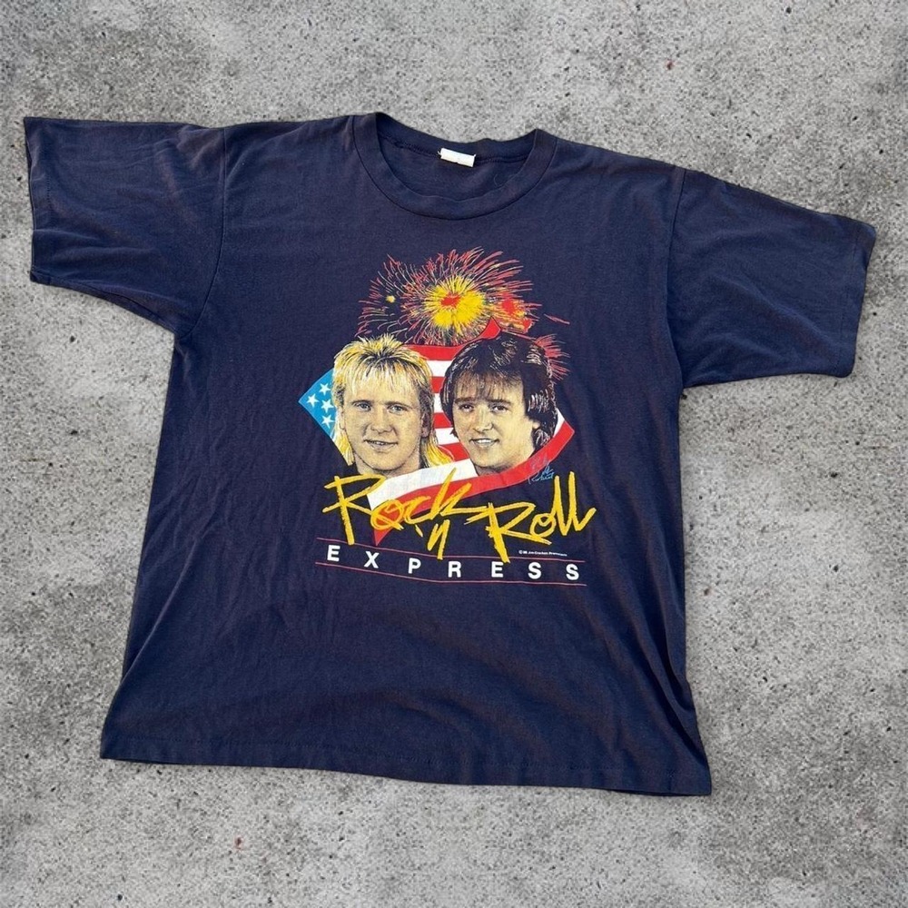 Vintage‎ 1986 Rock N Roll Express NWA Wrestling Graphic T Shirt Single Stitch L